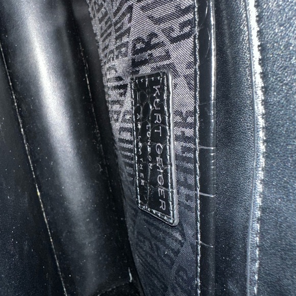 Kurt Geiger Black Croc-Pattern Shoulder Bag - Picture 6 of 15